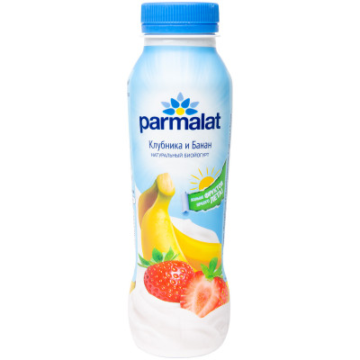 Биойогурт Parmalat питьевой клубника-банан 1.5%, 290мл
