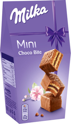 Пирожное Milka Mini Choco Bite бисквитное с начинкой с какао покрытое молочным шоколадом, 117г
