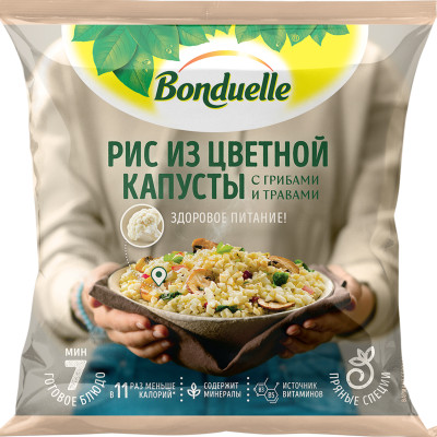 Смесь овощная Bonduelle Рис из цветной капусты с грибами и травами быстрозамороженная, 400г