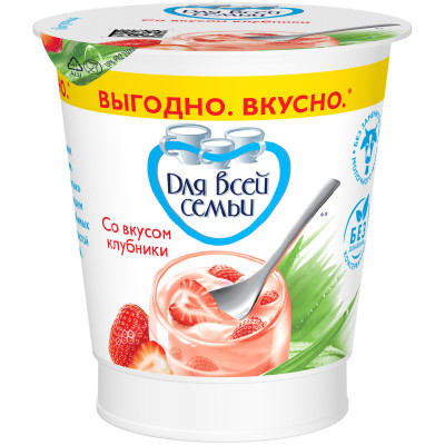 Продукт йогуртный Для Всей Семьи со вкусом клубники 1%, 290г