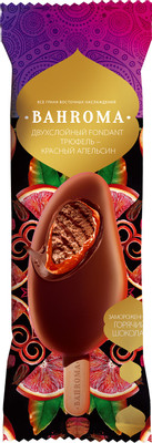 Эскимо Bahroma Двухслойный фондат сливочное трюфель-красный апельсин в шоколаде 10%, 75г
