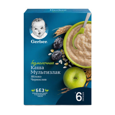 Каша Gerber безмолочная мультизлаковая с яблоком и черносливом с 6 месяцев, 180г