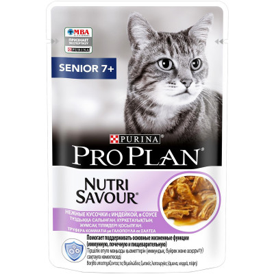 Корм Pro Plan Nutri Savour Adult 7+ с индейкой в соусе для кошек старше 7 лет, 85г