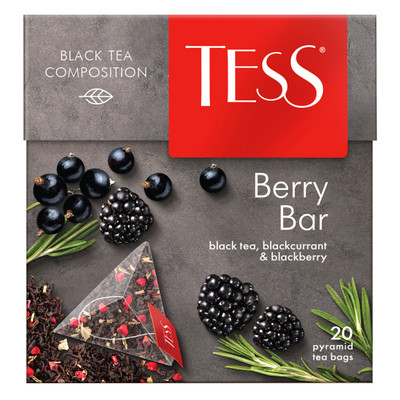 Чай Tess Berry Bar чёрный в пирамидках, 20х1.8г