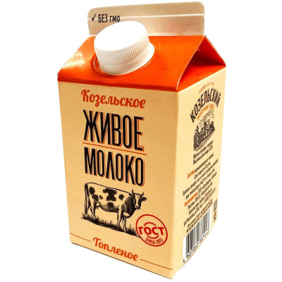 Молоко Козельское живое топлёное 4%, 450 мл