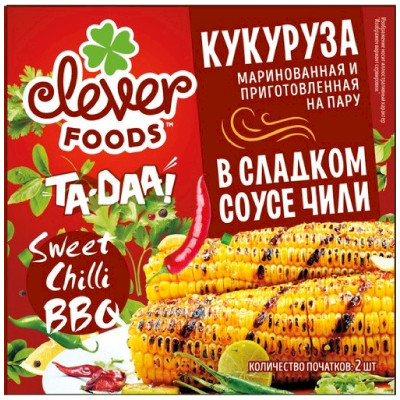 Кукуруза Кукуруза Clever Foods sweet&chilli BBQ маринованная стерилизованная, 450г