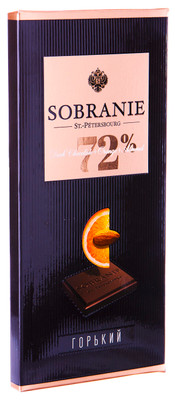Шоколад горький Sobranie с апельсином и орехами 72%, 90г