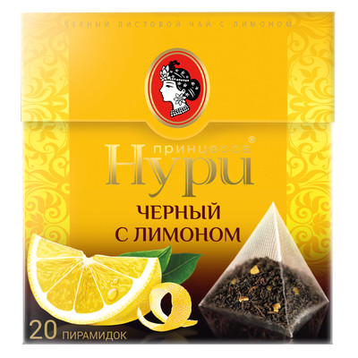 Чай Принцесса Нури чёрный с лимоном в пирамидках, 20х1.8г