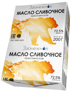 Масло сливочное Заонежное Крестьянское 72.5%, 200г