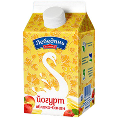 Йогурт Лебедянь Молоко яблоко-банан 2.5%, 300г