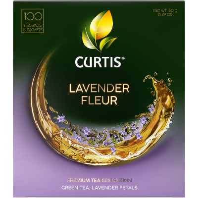 Чай Curtis Lavender Fleur зелёный байховый ароматизированный с добавками, 100х1,5г