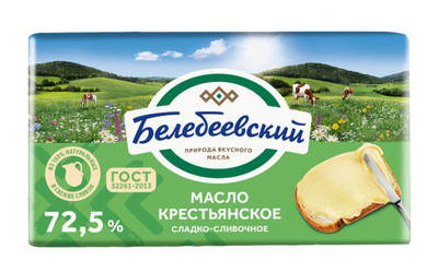 Масло сливочное Белебеевский Крестьянское 72.5%, 170г