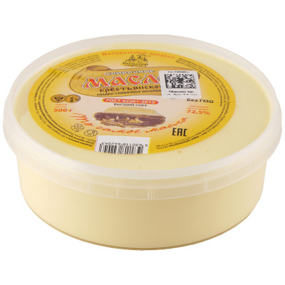 Масло сладкосливочное Рыльский Сыродел Крестьянское несолёное 72.5%, 500г