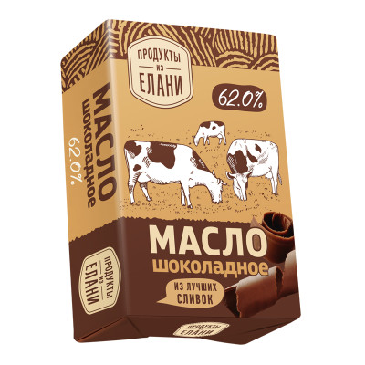 Масло сливочное Продукты Из Елани Шоколадное 62%, 180г