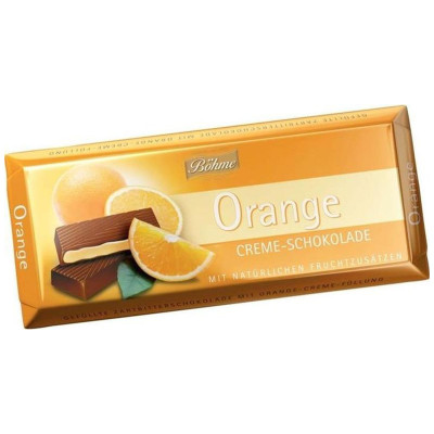 Шоколад тёмный Bohme с апельсиновой начинкой 62%, 100г