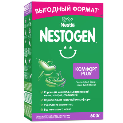 Смесь Nestogen 1 Комфорт Plus молочная с рождения до 12 месяцев, 600г