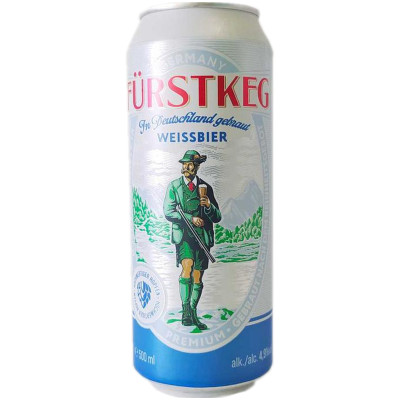 Пиво Fürstkeg Weissbier светлое нефильтрованное 4.9%, 500мл
