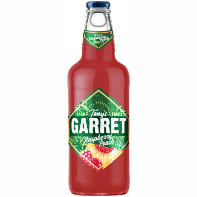 Пивной напиток Tony's Garret Hard Raspberry Peach пастеризованный, 4.6%, 400мл