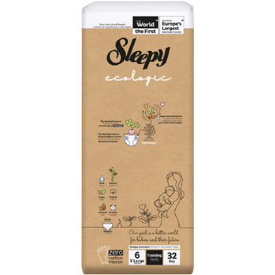 Подгузники-трусики Sleepy Ecologic XL детские 15-27кг,  32шт