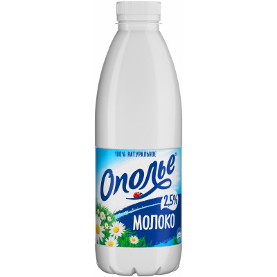 Молоко Ополье питьевое пастеризованное 2.5%, 825мл