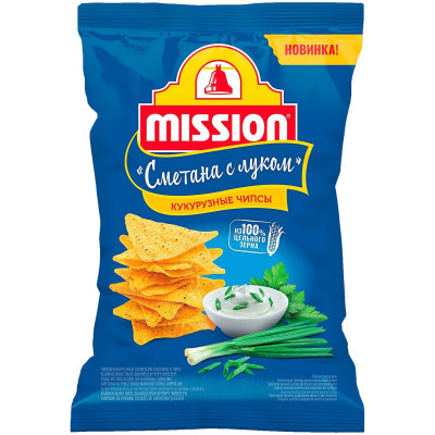 Чипсы Mission кукурузные со вкусом сметаны и лука, 90г