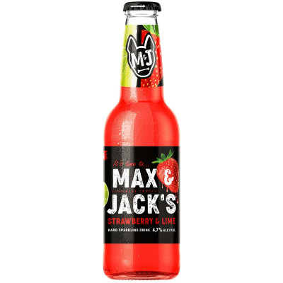 Напиток пивной Max&Jack’s клубника-лайм осветлённый нефильтрованный пастеризованный 4.7%, 400мл