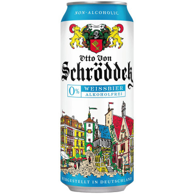 Пиво Otto Von Schrodder Вайссбир светлое нефильтрованное 0%, 500мл