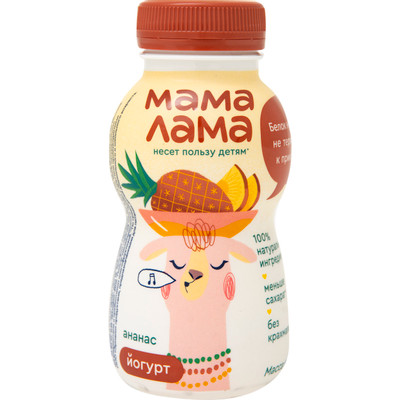 Йогурт Мама Лама ананас 2.5%, 200г