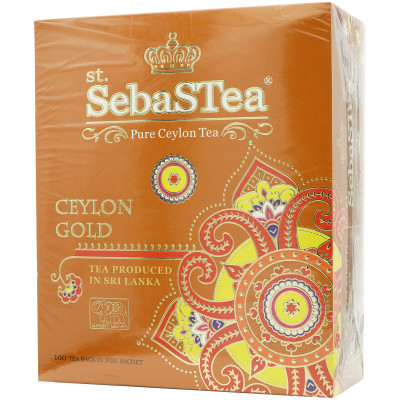 Чай SebasTea Ceylon Gold чёрный байховый цейлонский мелколистовой, 100х2г