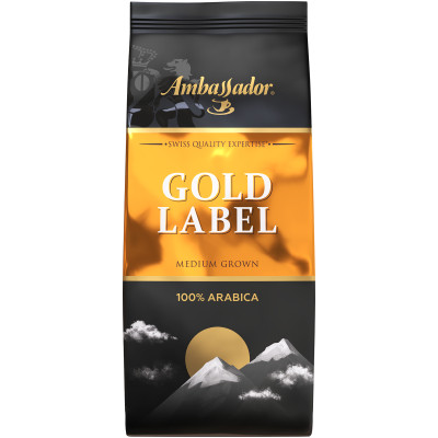 Кофе Ambassador Gold Label натуральный жареный молотый среднеобжаренный, 200г