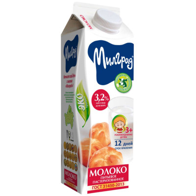 Молоко Милград 3.2%, 1л