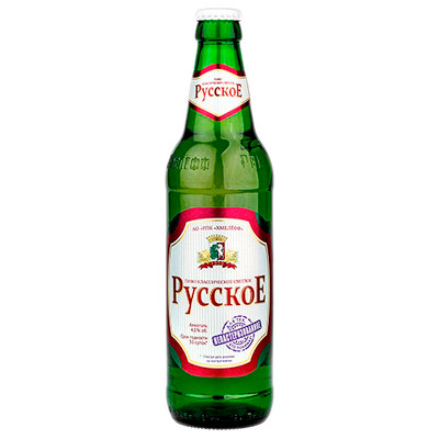 Пиво РусскоЕ Классическое светлое непастеризованное 4%, 450мл