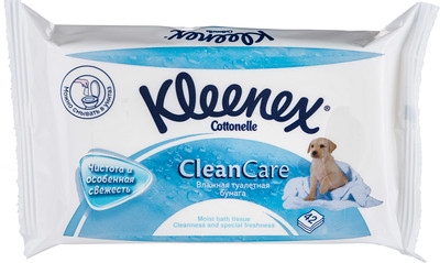 Бумага туалетная Kleenex 42шт Cottonelle Clean Care влажная