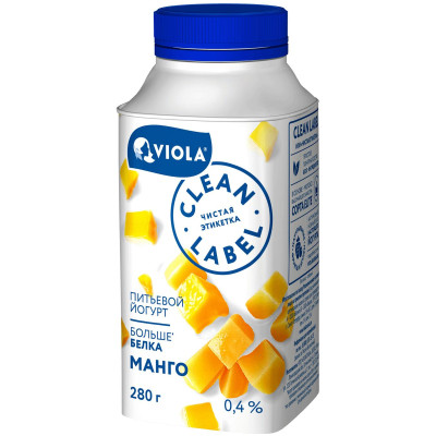 Йогурт питьевой Viola Clean Label Манго 0.4%, 280мл