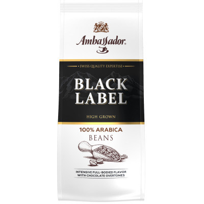 Кофе Ambassador Black Label натуральный жареный в зёрнах, 200г