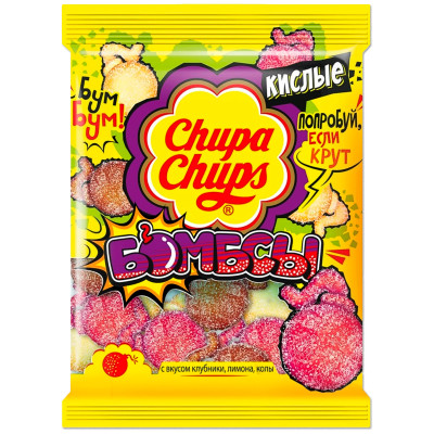 Мармелад Chupa Chups Бомбсы со вкусами колы-клубники-лимона, 120г