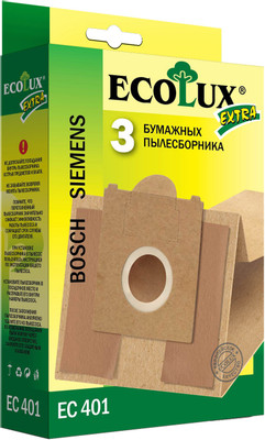 Мешок-пылесборник EcoLux Extra EC 401 бумажный для пылесосов Bosch Siemens, 3шт