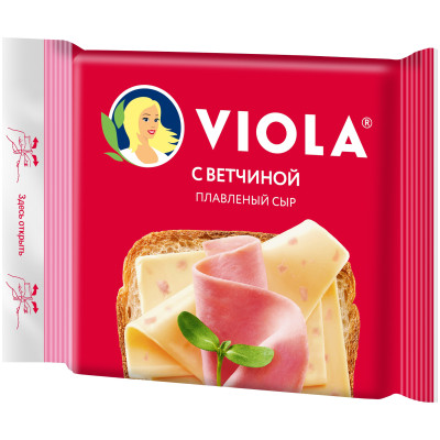 Сыр плавленый viola с ветчиной в ломтиках, 140 г