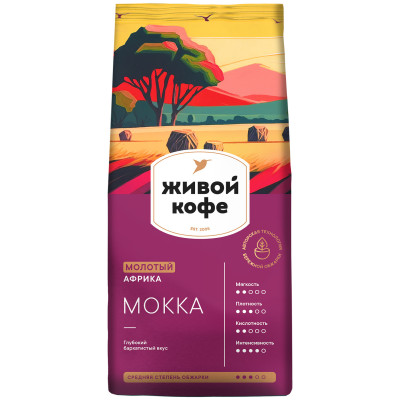 Кофе Живой Кофе Mokka Африка натуральный жареный молотый, 200г