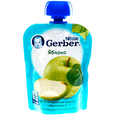 Пюре Gerber яблочное с 4 месяцев, 90г