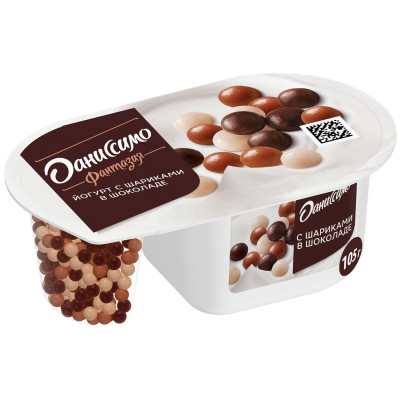 Йогурт Даниссимо Фантазия с хрустящими шоколадными шариками 6.9%, 105г
