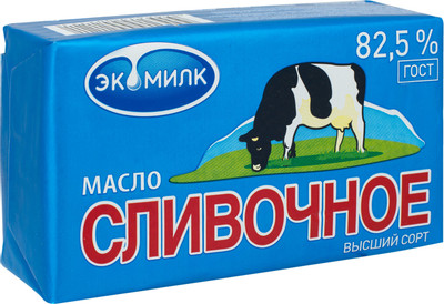 Масло сливочное Экомилк несолёное 82.5%, 450г