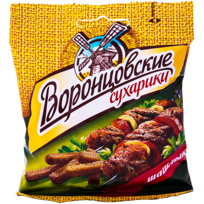 Сухарики Воронцовские ржано-пшеничные со вкусом шашлыка, 40г