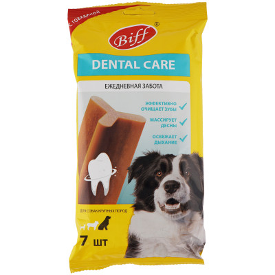 Снек Biff Dental Care с говядиной для собак крупных пород жевательный, 270г