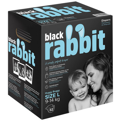 Подгузники Black Rabbit на липучках р.L 9-14кг, 32шт