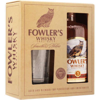 Виски Fowlers зерновой 5 лет со стаканом 40%, 700мл