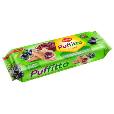 Печенье слоёное Puffitto чёрная смородина с джемом, 125г