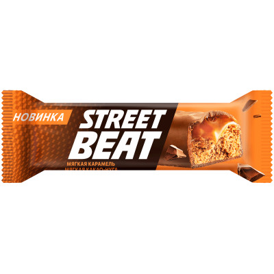 Батончик Street Beat с мягкой какао-нугой и мягкой карамелью в молочном шоколаде, 45г