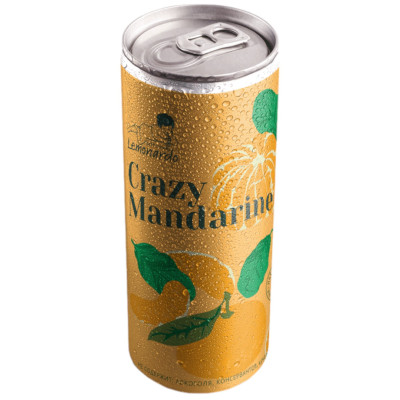 Напиток газированный Lemonardo Мандариновый безалкогольный сокосодержащий, 330мл