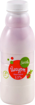 Йогурт Лосево питьевой брусника 2.5%, 330мл